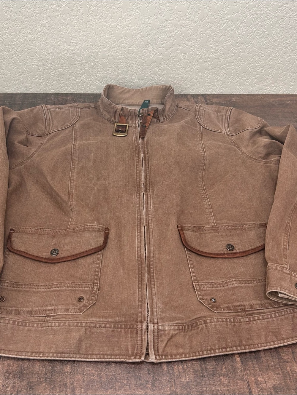 LRL Lauren Jeans Co Ralph Lauren Tan/Brown full zip Jean Jacket 22W